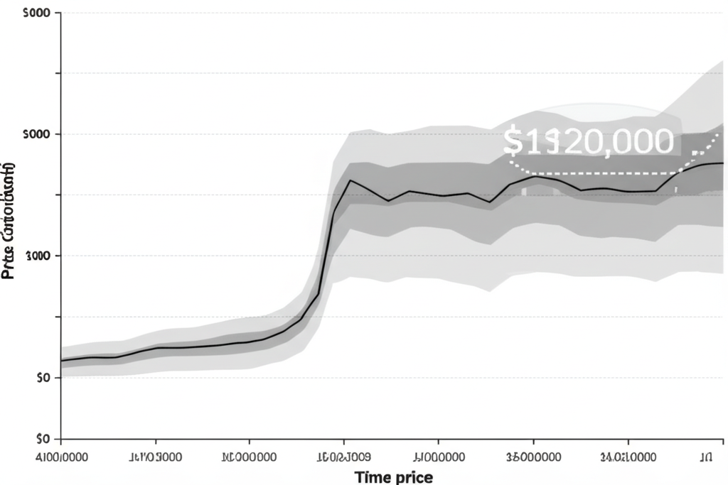 Bitcoin price surge to $120K, showing volatility and uncertain future.